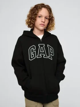 Sudadera con capucha y cremallera para niño con logotipo Vintagesoft