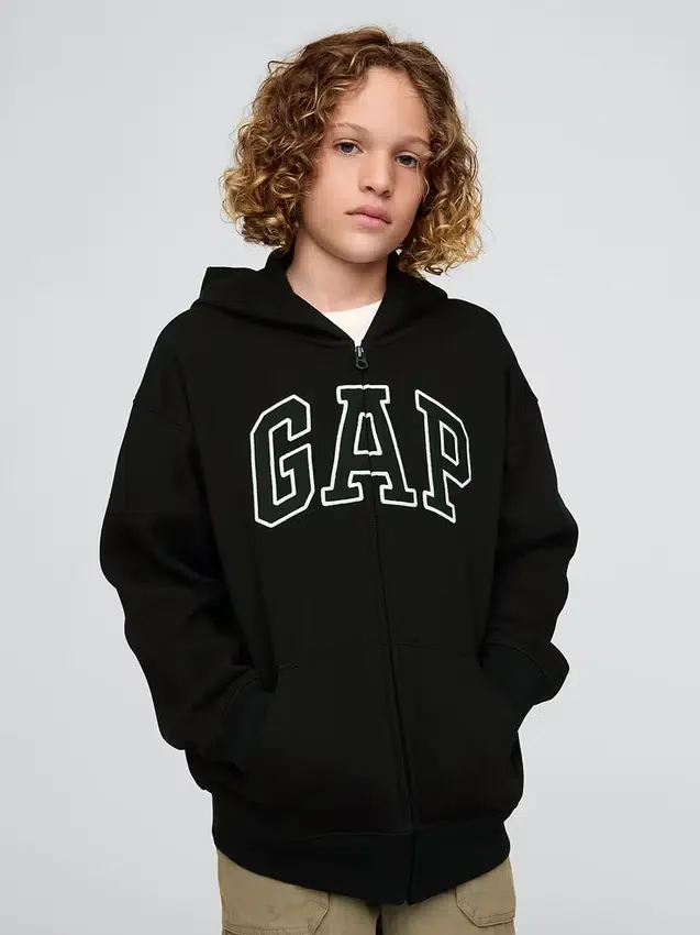 Sudadera con capucha y cremallera para niño con logotipo Vintagesoft