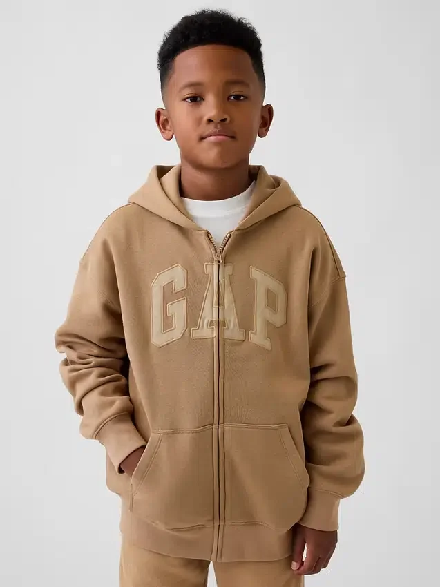 Sudadera con capucha y cremallera para niño con logotipo Vintagesoft