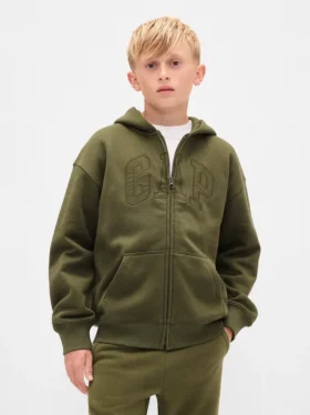 Sudadera con capucha y cremallera para niño con logotipo Vintagesoft