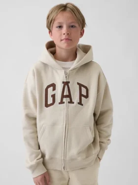 Sudadera con capucha y cremallera para niño con logotipo Vintagesoft