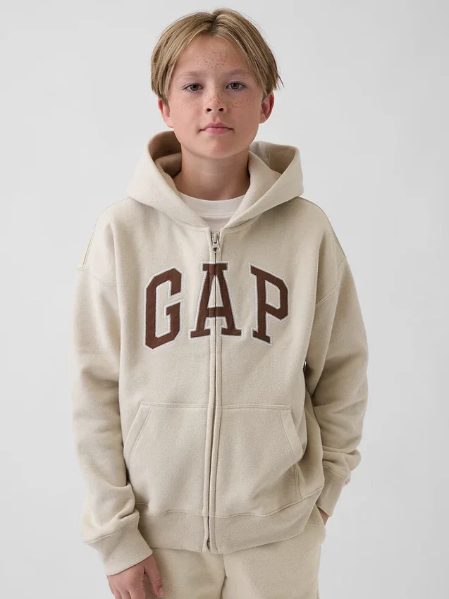 Sudadera con capucha y cremallera para niño con logotipo Vintagesoft