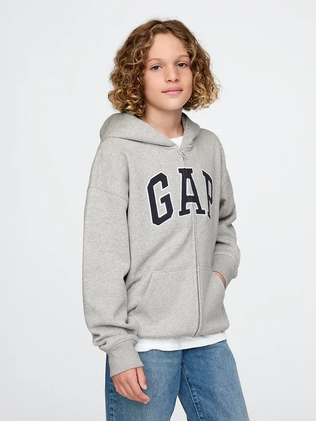 Sudadera con capucha y cremallera para niño con logotipo Vintagesoft