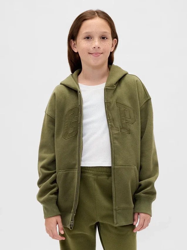Sudadera con capucha y cremallera para niño con logotipo Vintagesoft