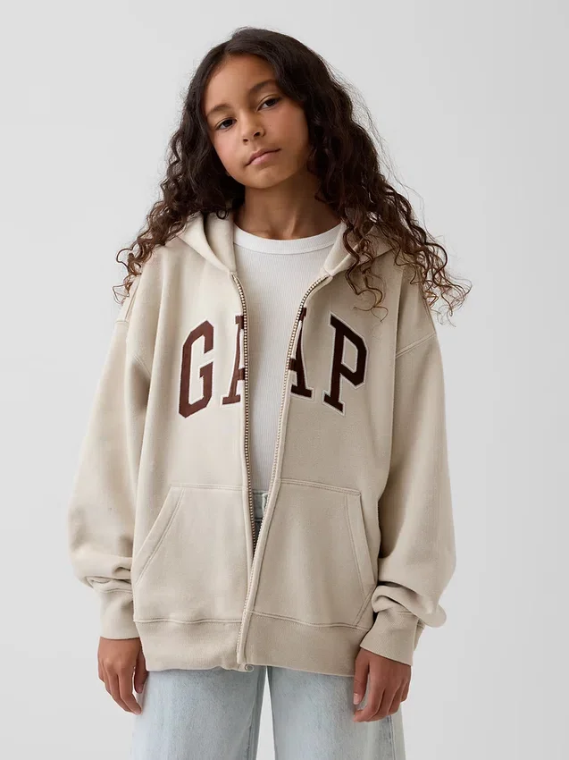 Sudadera con capucha y cremallera para niño con logotipo Vintagesoft