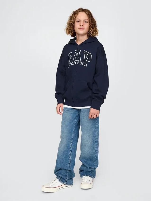 Sudadera con capucha y cremallera para niño con logotipo Vintagesoft