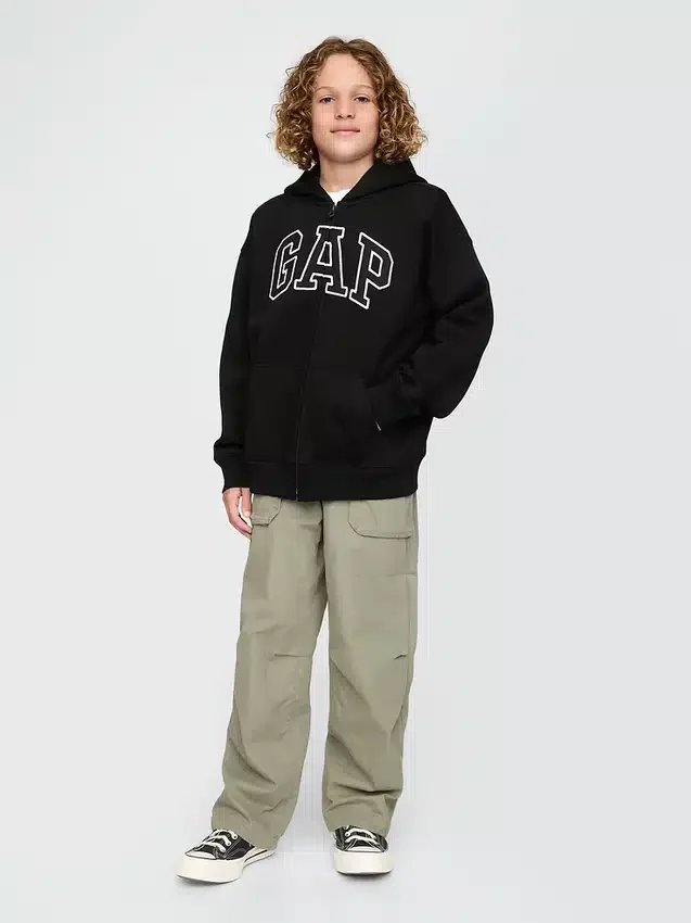 Sudadera con capucha y cremallera para niño con logotipo Vintagesoft