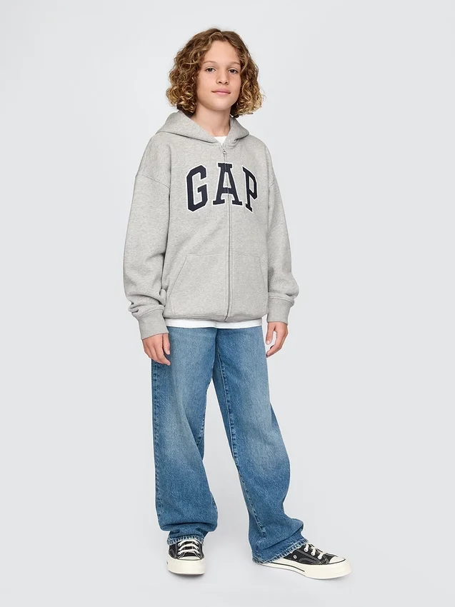 Sudadera con capucha y cremallera para niño con logotipo Vintagesoft