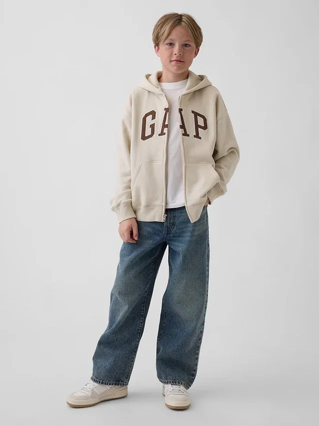 Sudadera con capucha y cremallera para niño con logotipo Vintagesoft