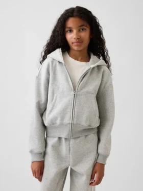 Sudadera con capucha y cremallera para niño Vintagesoft Relaxed con ribete de encaje