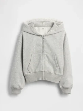 Sudadera con capucha y cremallera para niño Vintagesoft Relaxed con ribete de encaje