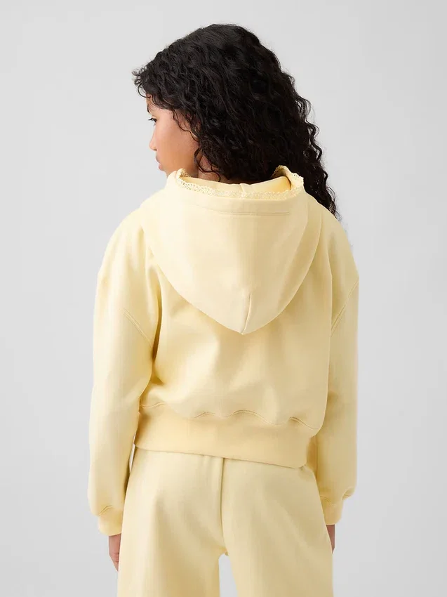 Sudadera con capucha y cremallera para niño Vintagesoft Relaxed con ribete de encaje