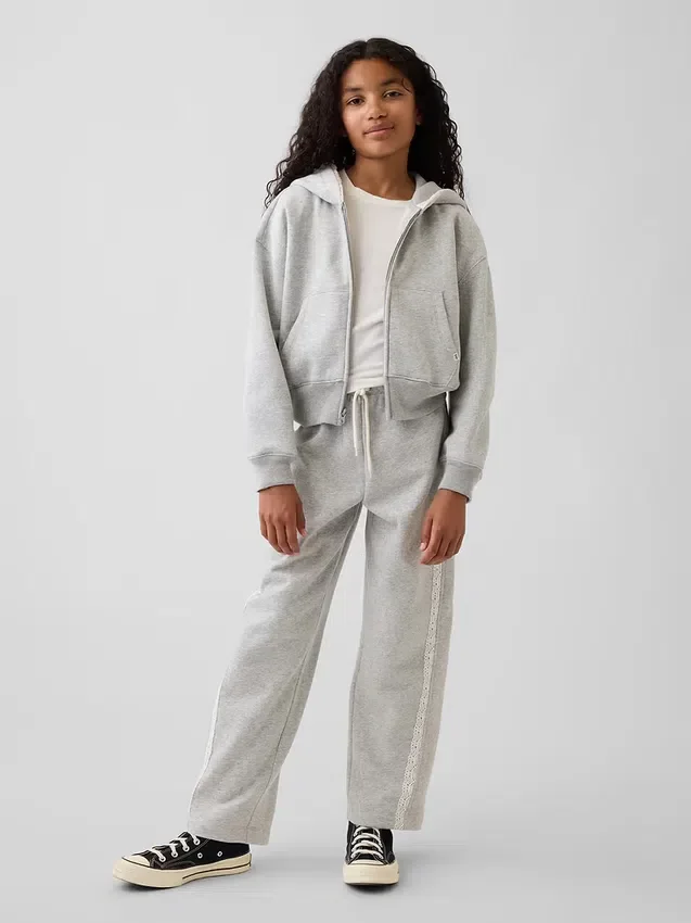 Sudadera con capucha y cremallera para niño Vintagesoft Relaxed con ribete de encaje
