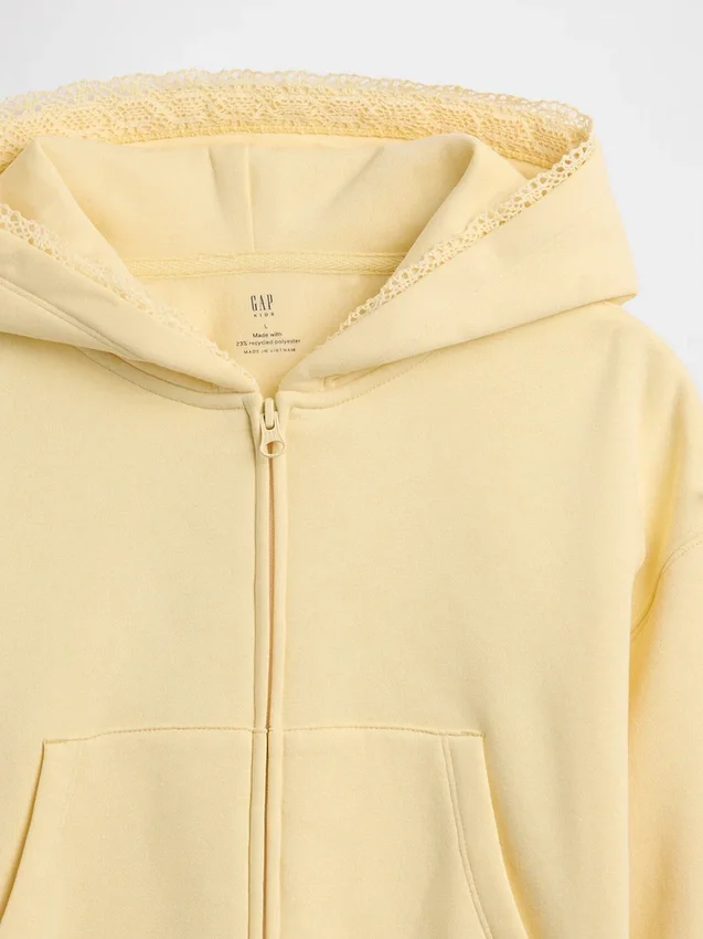 Sudadera con capucha y cremallera para niño Vintagesoft Relaxed con ribete de encaje