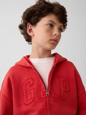 Sudadera con capucha y cremallera «Vintagesoft Relaxed Logo» para niños