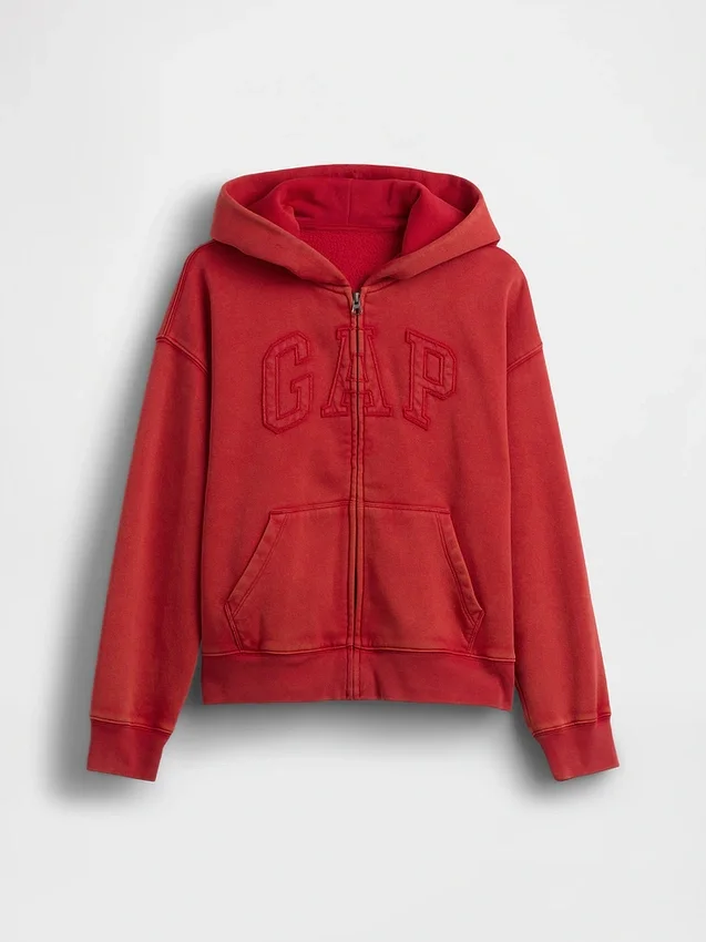 Sudadera con capucha y cremallera «Vintagesoft Relaxed Logo» para niños