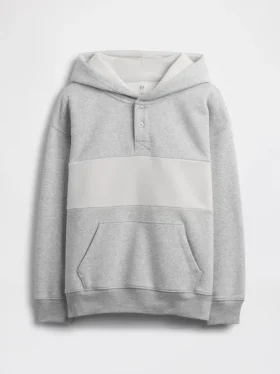 Sudadera con capucha y cuello Henley de corte holgado para niños Vintagesoft