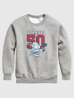 Sudadera de felpa de cuello redondo para niños «Peanuts Snoopy Hockey»