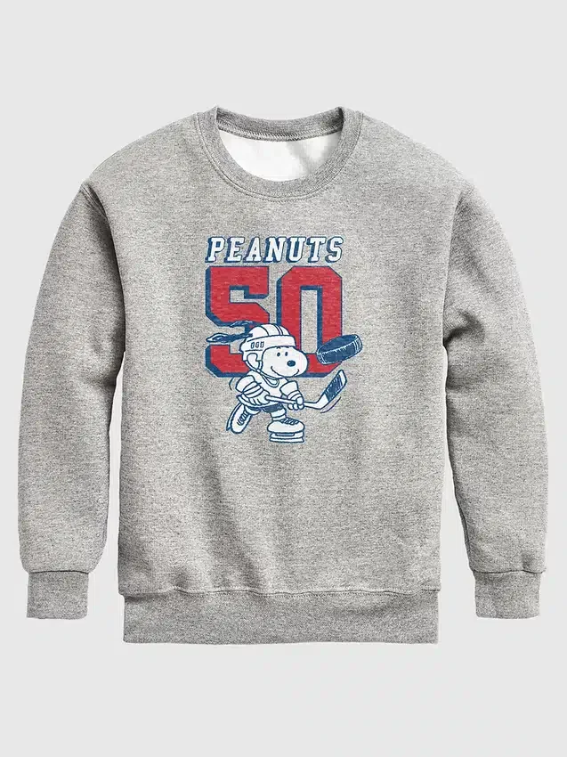 Sudadera de felpa de cuello redondo para niños «Peanuts Snoopy Hockey»