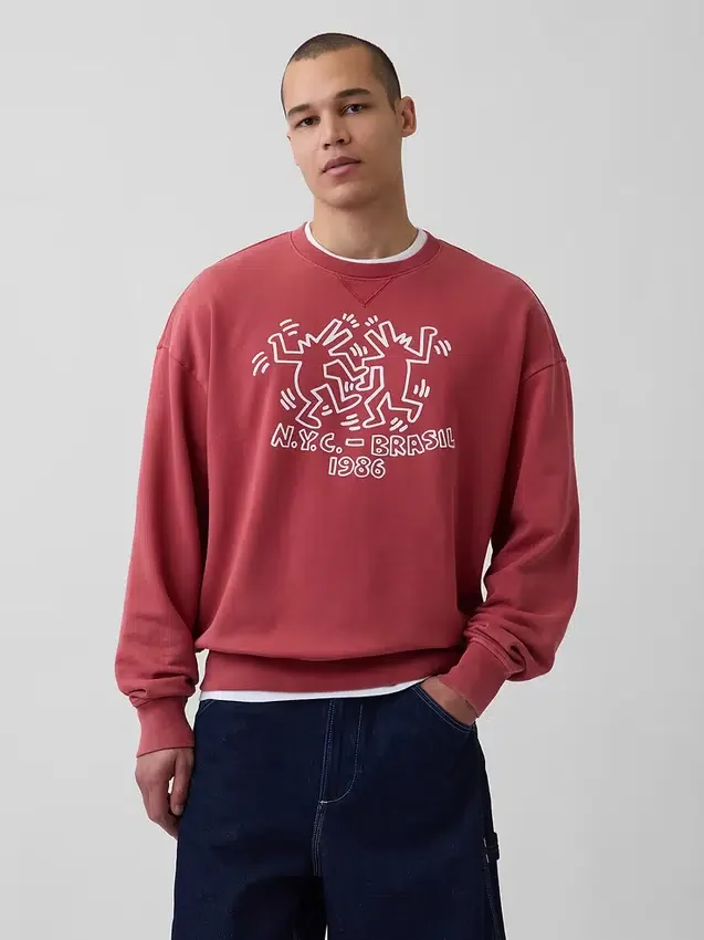 Sudadera gruesa con logotipo de Keith Haring