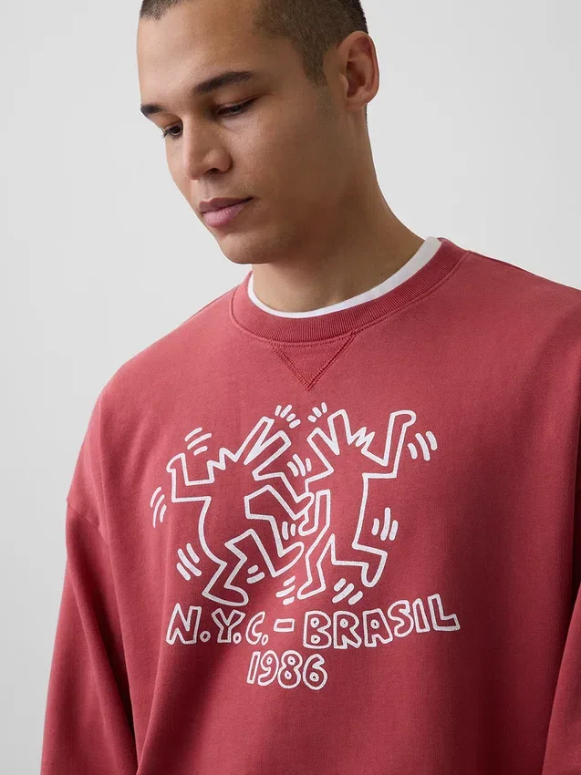 Sudadera gruesa con logotipo de Keith Haring
