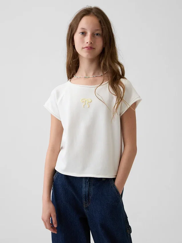 Sudadera infantil de felpa Vintagesoft con cuello raglán y estampado