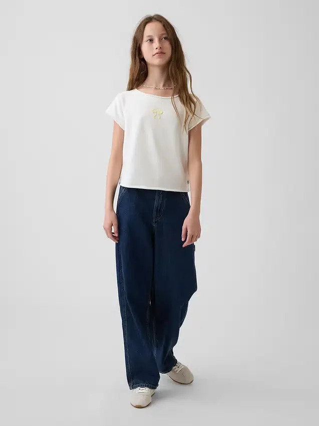 Sudadera infantil de felpa Vintagesoft con cuello raglán y estampado
