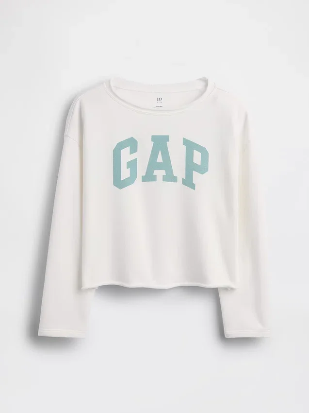 Sudadera infantil Vintagesoft de felpa con cuello ancho y logotipo