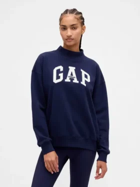 Sudadera oversize de felpa francesa gruesa con cuello alto y logotipo