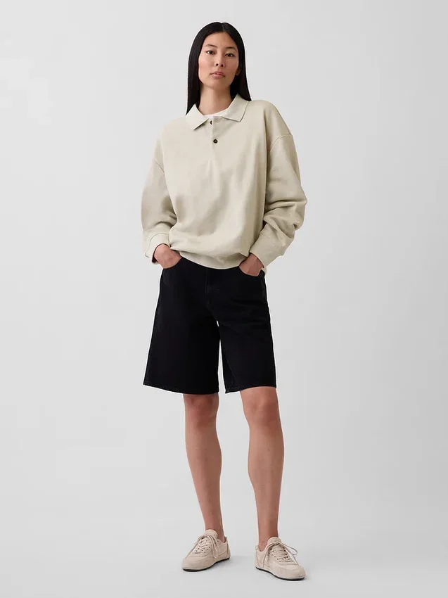 Sudadera polo oversize de peso grueso para adulto