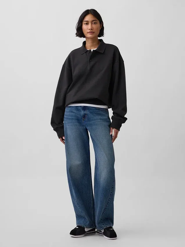 Sudadera polo oversize de peso grueso para adulto