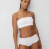 Sujetador bandeau de algodón elástico orgánico con ribete de encaje