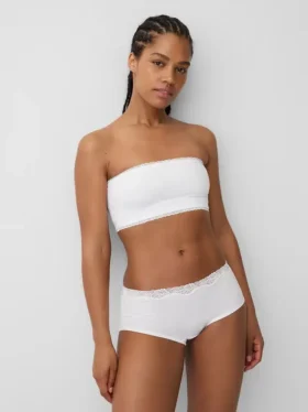 Sujetador bandeau de algodón elástico orgánico con ribete de encaje