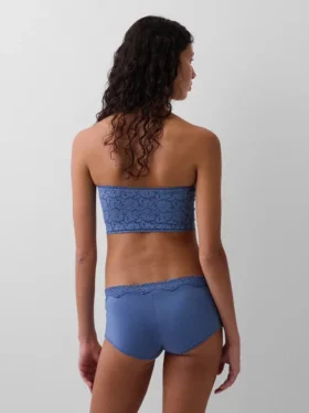 Sujetador bandeau de algodón elástico orgánico con ribete de encaje