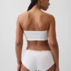 Sujetador bandeau de algodón elástico orgánico con ribete de encaje