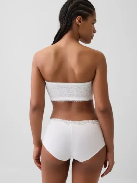 Sujetador bandeau de algodón elástico orgánico con ribete de encaje