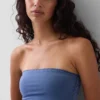 Sujetador bandeau de algodón elástico orgánico con ribete de encaje