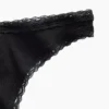 Tanga de algodón orgánico elástico con ribete de encaje
