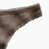 Tanga de algodón orgánico elástico con ribete de encaje