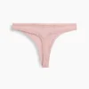 Tanga de algodón orgánico elástico con ribete de encaje