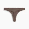 Tanga de algodón orgánico elástico con ribete de encaje