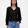 Top con peplum, cuello en V y cuello