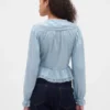 Top con peplum, cuello en V y cuello