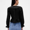Top con peplum, cuello en V y cuello