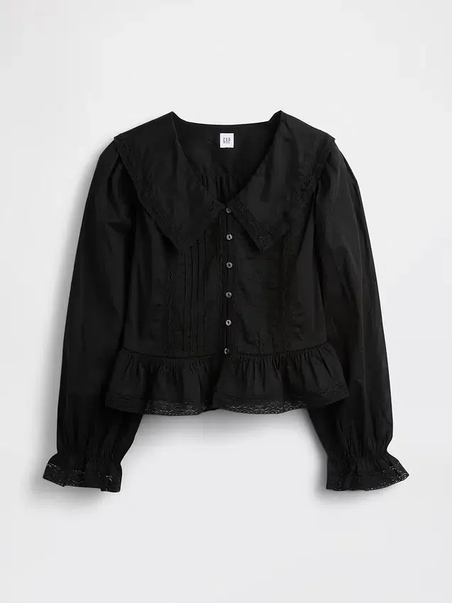 Top con peplum, cuello en V y cuello