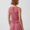Top corto con peplum de cuadros vichy fruncido