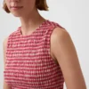 Top corto con peplum de cuadros vichy fruncido