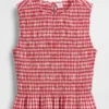 Top corto con peplum de cuadros vichy fruncido