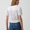 Top corto con peplum de gasa de algodón