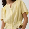 Top corto con peplum de gasa de algodón